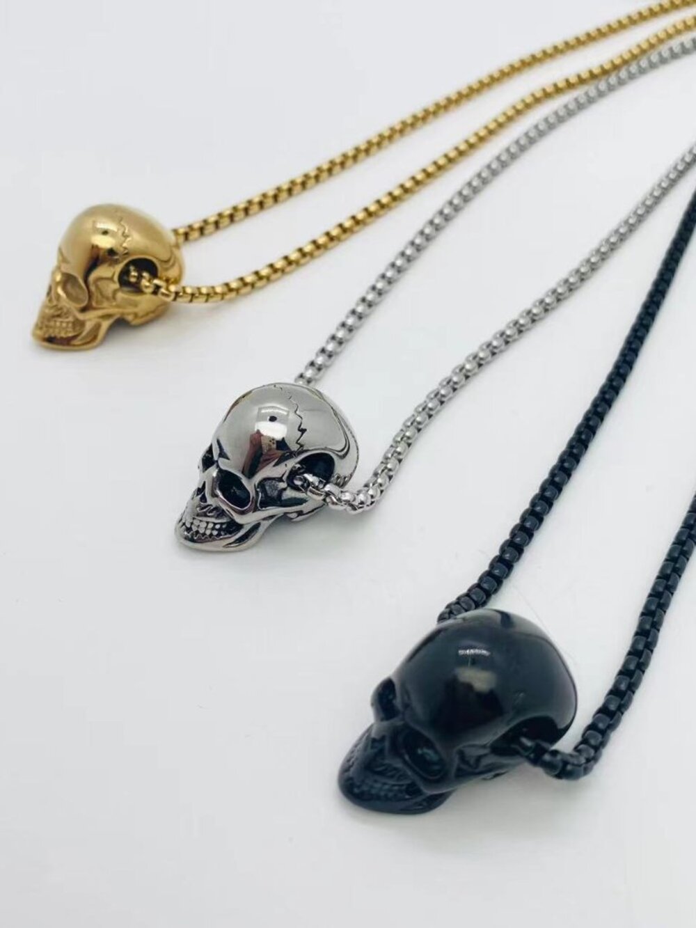 DESIGNER Goth Three-Dimensional Skull Stainless Steel Chain Men's Necklace**NEW! - Picture 4 of 4